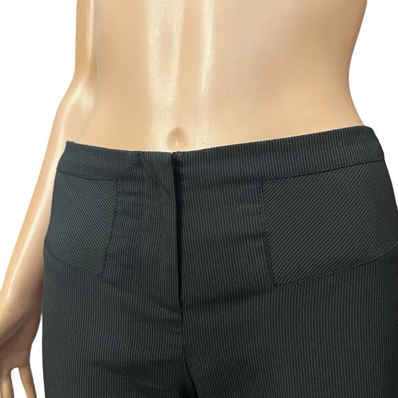Y2K Bebe Pedal Pusher Capri Pants Size 2 Pinstripe Low Rise Cuffed Retro Pinup - Picture 2 of 11